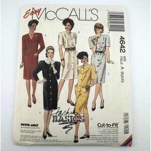 Vintage Easy McCall's sewing pattern 4642 Fashion Basics Petite-able size 6 8 10